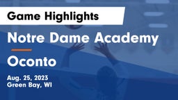 Notre Dame Academy vs Oconto  Game Highlights - Aug. 25, 2023