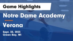 Notre Dame Academy vs Verona Game Highlights - Sept. 30, 2023