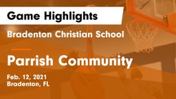 Bradenton Christian School vs Parrish Community  Game Highlights - Feb. 12, 2021