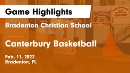 Bradenton Christian School vs Canterbury Basketball Game Highlights - Feb. 11, 2022
