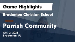 Bradenton Christian School vs Parrish Community  Game Highlights - Oct. 2, 2023