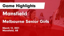 Mansfield  vs Melbourne Senior Girls  Game Highlights - March 12, 2021