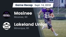 Recap: Mosinee  vs. Lakeland Union  2018