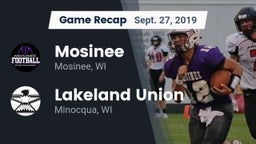 Recap: Mosinee  vs. Lakeland Union  2019
