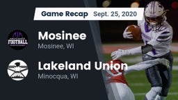 Recap: Mosinee  vs. Lakeland Union  2020