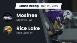 Recap: Mosinee  vs. Rice Lake  2022