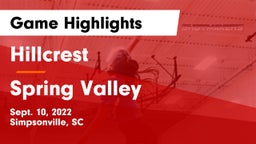 Hillcrest  vs Spring Valley  Game Highlights - Sept. 10, 2022