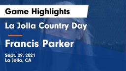La Jolla Country Day  vs Francis Parker  Game Highlights - Sept. 29, 2021