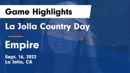 La Jolla Country Day  vs Empire  Game Highlights - Sept. 16, 2022