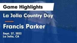 La Jolla Country Day  vs Francis Parker  Game Highlights - Sept. 27, 2022