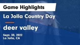 La Jolla Country Day  vs deer valley Game Highlights - Sept. 30, 2022