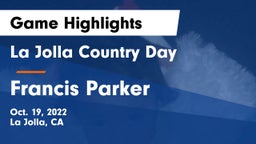 La Jolla Country Day  vs Francis Parker  Game Highlights - Oct. 19, 2022