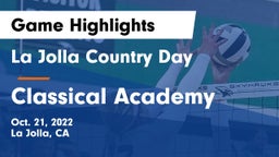 La Jolla Country Day  vs Classical Academy  Game Highlights - Oct. 21, 2022