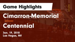 Cimarron-Memorial  vs Centennial  Game Highlights - Jan. 19, 2018
