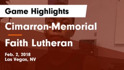 Cimarron-Memorial  vs Faith Lutheran  Game Highlights - Feb. 2, 2018