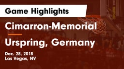 Cimarron-Memorial  vs Urspring, Germany Game Highlights - Dec. 28, 2018