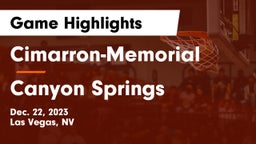 Cimarron-Memorial  vs Canyon Springs Game Highlights - Dec. 22, 2023