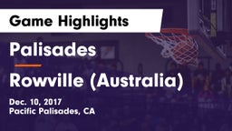 Palisades  vs Rowville (Australia) Game Highlights - Dec. 10, 2017