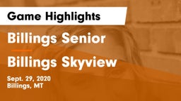 Billings Senior  vs Billings Skyview  Game Highlights - Sept. 29, 2020