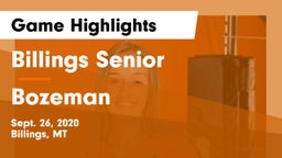 Billings Senior  vs Bozeman  Game Highlights - Sept. 26, 2020