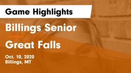 Billings Senior  vs Great Falls  Game Highlights - Oct. 10, 2020