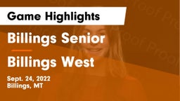 Billings Senior  vs Billings West  Game Highlights - Sept. 24, 2022