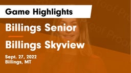 Billings Senior  vs Billings Skyview  Game Highlights - Sept. 27, 2022
