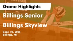 Billings Senior  vs Billings Skyview  Game Highlights - Sept. 23, 2023