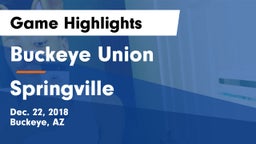 Buckeye Union  vs Springville  Game Highlights - Dec. 22, 2018