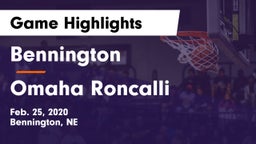 Bennington  vs Omaha Roncalli Game Highlights - Feb. 25, 2020