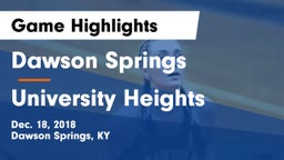Dawson Springs  vs University Heights  Game Highlights - Dec. 18, 2018