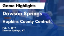 Dawson Springs  vs Hopkins County Central  Game Highlights - Feb. 1, 2019