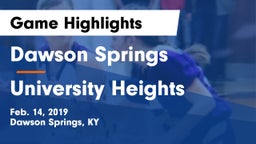 Dawson Springs  vs University Heights  Game Highlights - Feb. 14, 2019