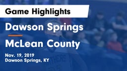 Dawson Springs  vs McLean County  Game Highlights - Nov. 19, 2019