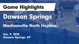 Dawson Springs  vs Madisonville North Hopkins Game Highlights - Jan. 9, 2020