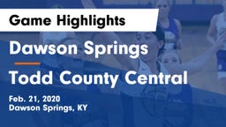 Dawson Springs  vs Todd County Central Game Highlights - Feb. 21, 2020