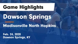 Dawson Springs  vs Madisonville North Hopkins Game Highlights - Feb. 24, 2020