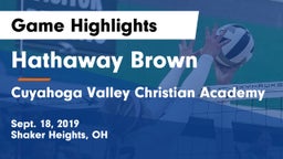 Hathaway Brown  vs Cuyahoga Valley Christian Academy  Game Highlights - Sept. 18, 2019