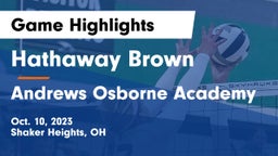 Hathaway Brown  vs Andrews Osborne Academy Game Highlights - Oct. 10, 2023
