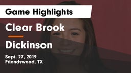 Clear Brook  vs Dickinson  Game Highlights - Sept. 27, 2019