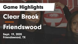 Clear Brook  vs Friendswood  Game Highlights - Sept. 19, 2020
