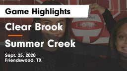Clear Brook  vs Summer Creek  Game Highlights - Sept. 25, 2020