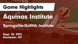 Aquinas Institute  vs Springville-Griffith Institute  Game Highlights - Sept. 20, 2022