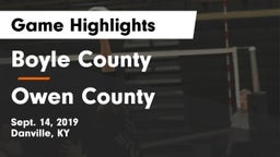 Boyle County  vs Owen County Game Highlights - Sept. 14, 2019