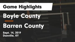 Boyle County  vs Barren County Game Highlights - Sept. 14, 2019