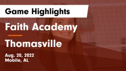 Faith Academy  vs Thomasville  Game Highlights - Aug. 20, 2022
