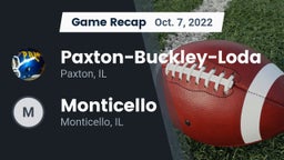 Recap: Paxton-Buckley-Loda  vs. Monticello  2022