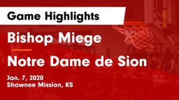 Bishop Miege  vs Notre Dame de Sion  Game Highlights - Jan. 7, 2020