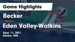 Becker  vs Eden Valley-Watkins  Game Highlights - Sept. 11, 2021