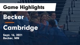 Becker  vs Cambridge  Game Highlights - Sept. 16, 2021